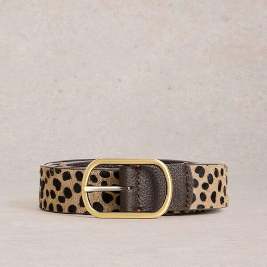 White Stuff Reversible Leather Belt Natural Multi