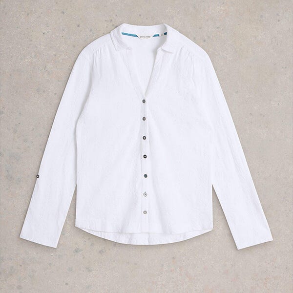 White Stuff Annie Broderie Jersey Shirt White