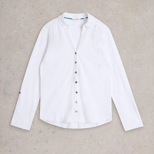 White Stuff Annie Broderie Jersey Shirt White