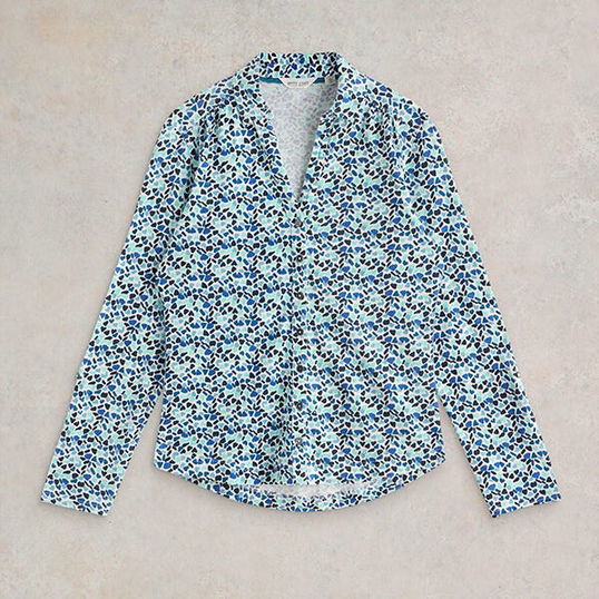 White Stuff Annie Jersey Shirt Blue Multi