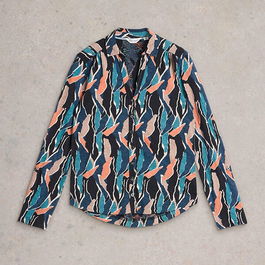 White Stuff Annie Jersey Shirt Navy Print