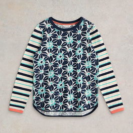 White Stuff Clara Long Sleeve T-Shirt Ivory Multi