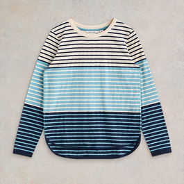 White Stuff Clara Long Sleeve T-Shirt Blue Multi