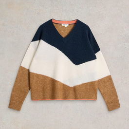 White Stuff Cerie Chevron Jumper Natural Multi