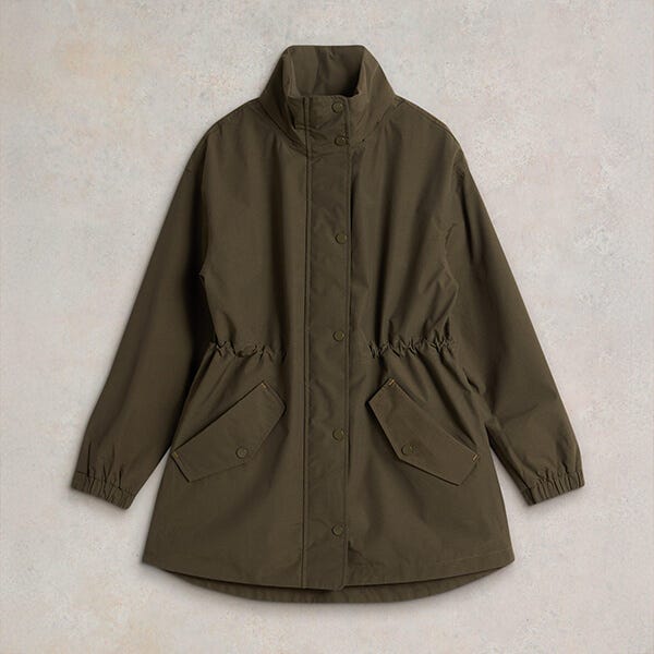 White Stuff Lexi Waterproof Coat Khaki Green