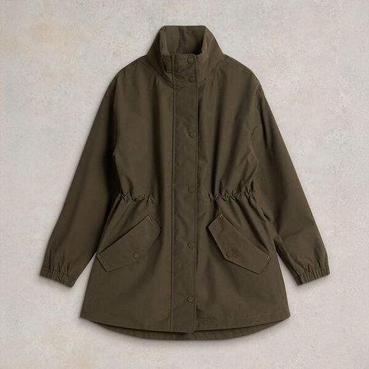 White Stuff Lexi Waterproof Coat Khaki Green