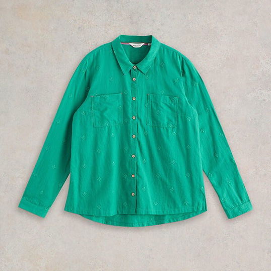 White Stuff Sophie Organic Cotton Shirt Bright Green