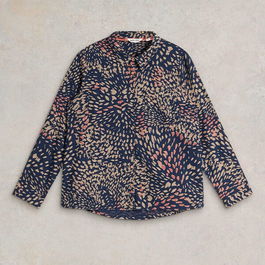 White Stuff Sophie Organic Cotton Shirt Navy Print