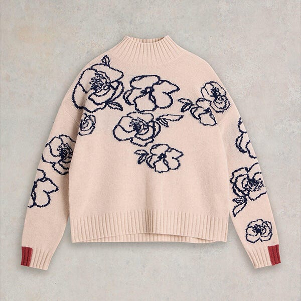 White Stuff Sprig Floral Jumper Natural Multi