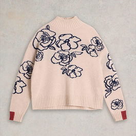 White Stuff Sprig Floral Jumper Natural Multi