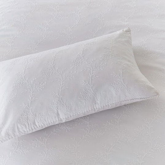 Murmur Bea Embroidery Cushion 30cm x 50cm White