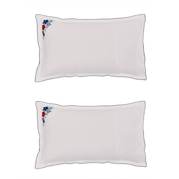 Land & Shore Fia Oxford Pillowcase Pair Blue Red