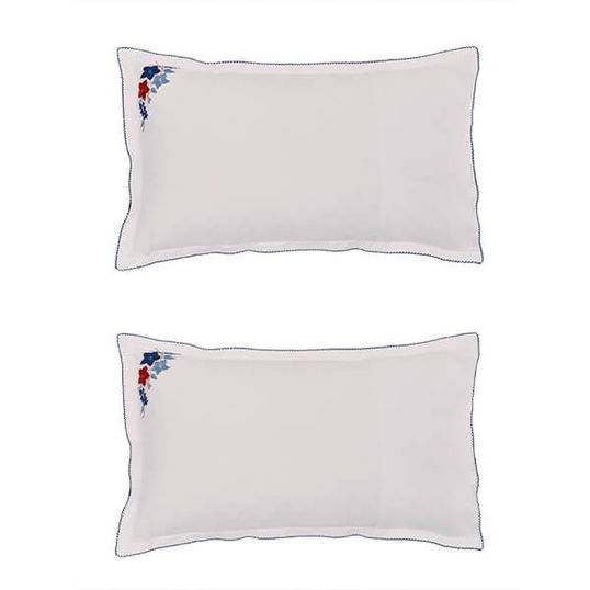Land & Shore Fia Oxford Pillowcase Pair Blue Red