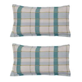 Land & Shore Rathlin Check Oxford Pillowcase Pair Green