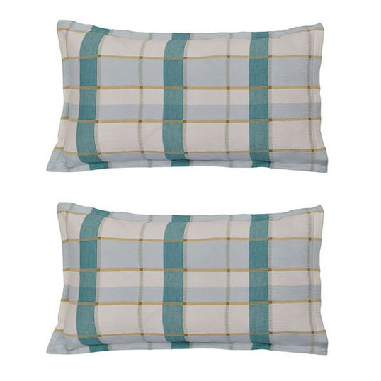 Land & Shore Rathlin Check Oxford Pillowcase Pair Green