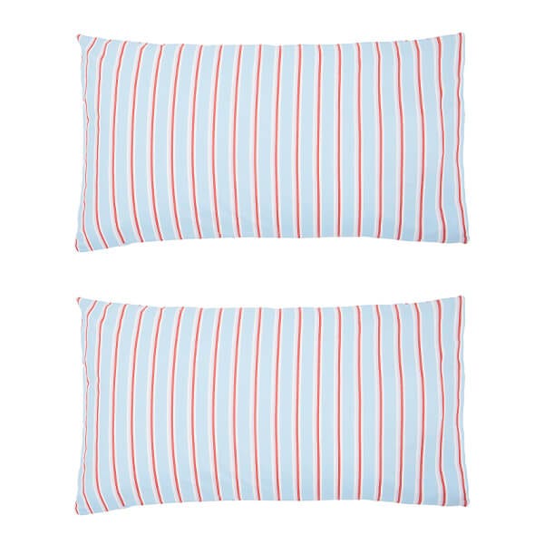 Land & Shore River Standard Pillowcase Pair Blue Red