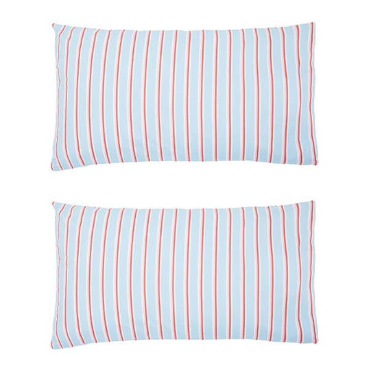 Land & Shore River Standard Pillowcase Pair Blue Red