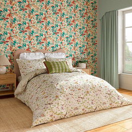 Sanderson April's Garden Duvet Cover Super King Size Olive & Mulberry