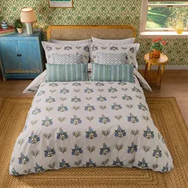 Joules Chintz Floral Duvet Cover King Size Blue Creme