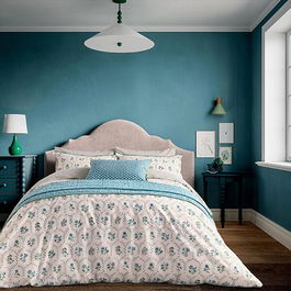 Land & Shore Ella's Cross-Stitch Duvet Cover Super King Size Green