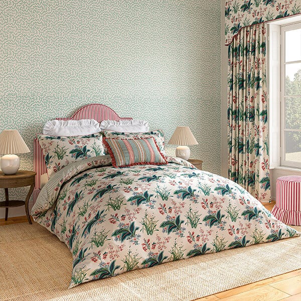 Sanderson Enys Garden Duvet Cover Super King Size Blush & Jade