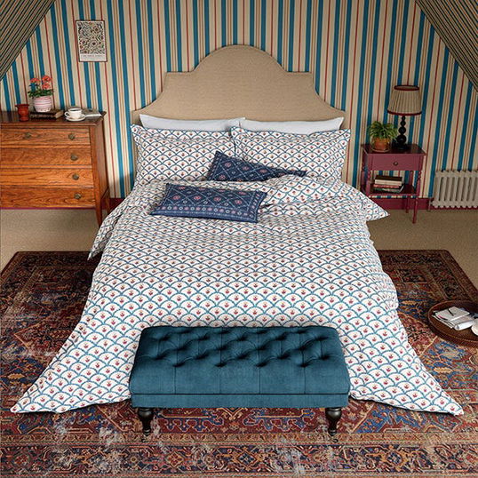 Joules Floral Scallop Duvet Cover King Size Blue