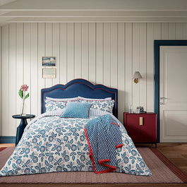 Land & Shore River Duvet Cover Super King Size Blue Red