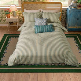 Joules Ticking Stripe Duvet Cover Single Blue Green