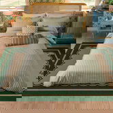 Joules Ticking Stripe Duvet Cover Double Blue Green
